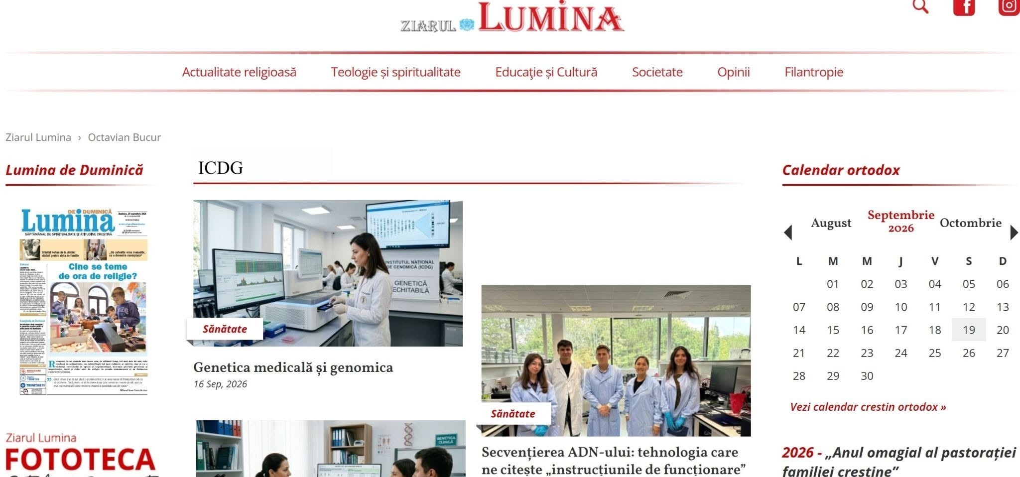 Articole ICDG în Ziarul Lumina